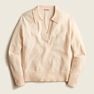 J. Crew Cashmere collared V-neck sweater, palest pink